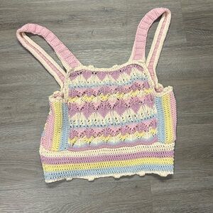 Zara pastel crochet crop top size medium